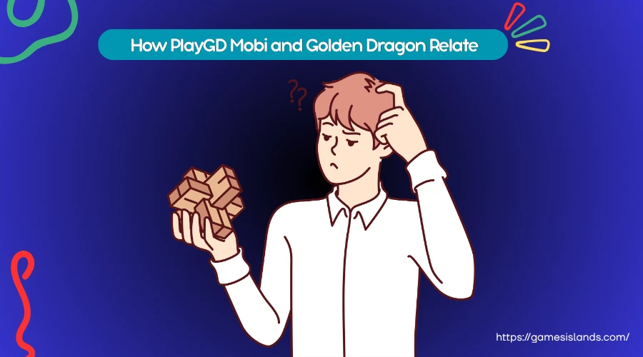 How PlayGD Mobi and Golden Dragon Relate" (person thinking illustration)